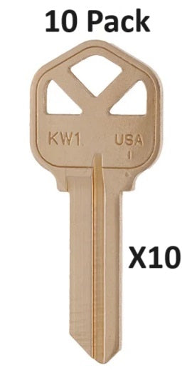 10 PACK - KW1 - Clé de maison en laiton - 10 clés