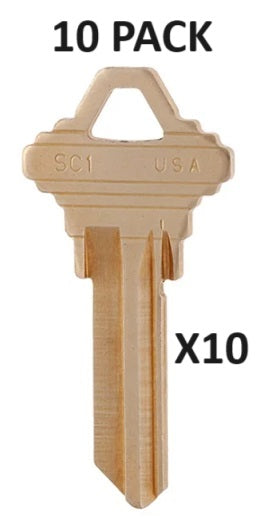 10 PACK - SC1 - Clé de maison en laiton - 10 clés