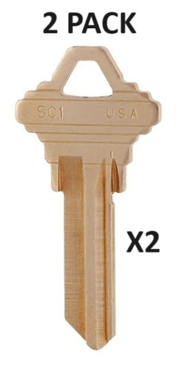 2 PACK - SC1 - Clé de maison en laiton - 2 clés