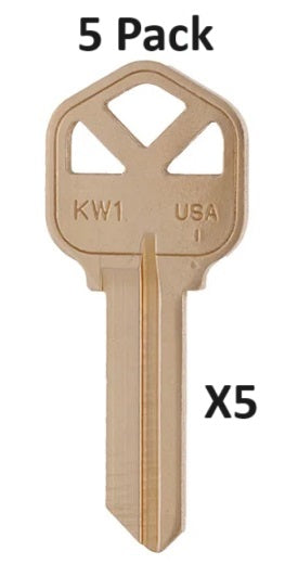 5 PACK - KW1 - Clé de maison en laiton - 5 clés