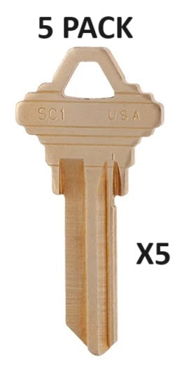 5 PACK - SC1 - Clé de maison en laiton - 5 clés
